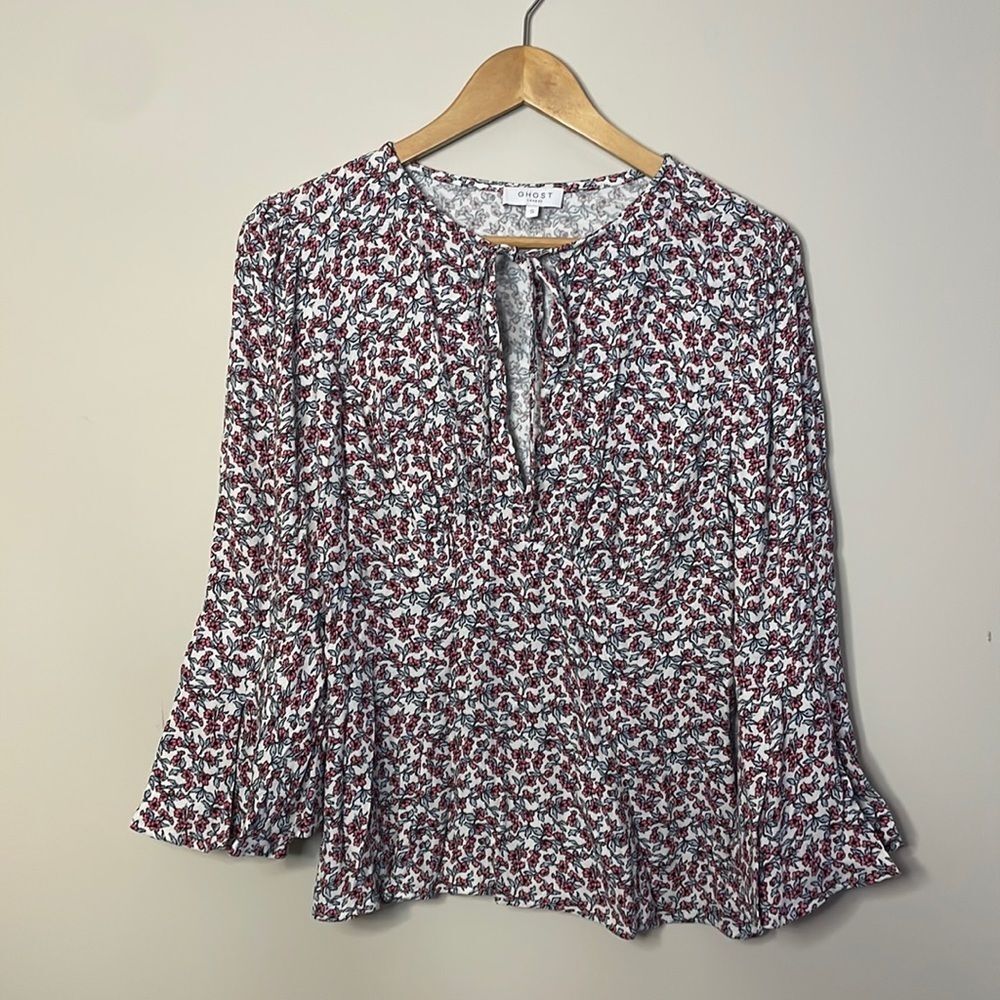 GHOST London Floral Print Blouse Size Small